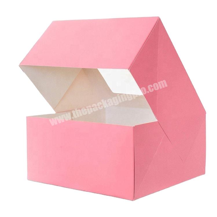 Wholesale Custom Logo Pink Printed Paper Box for Dessert Cakes Donut Packaging