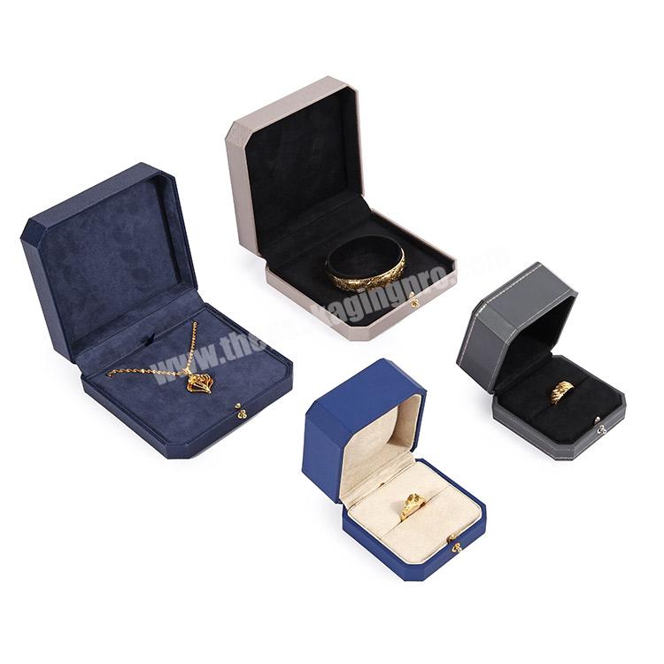 Wholesale Custom Logo Printed Luxury Clamshell Octangle Velvet Plastic Jewelry Box with Lock
