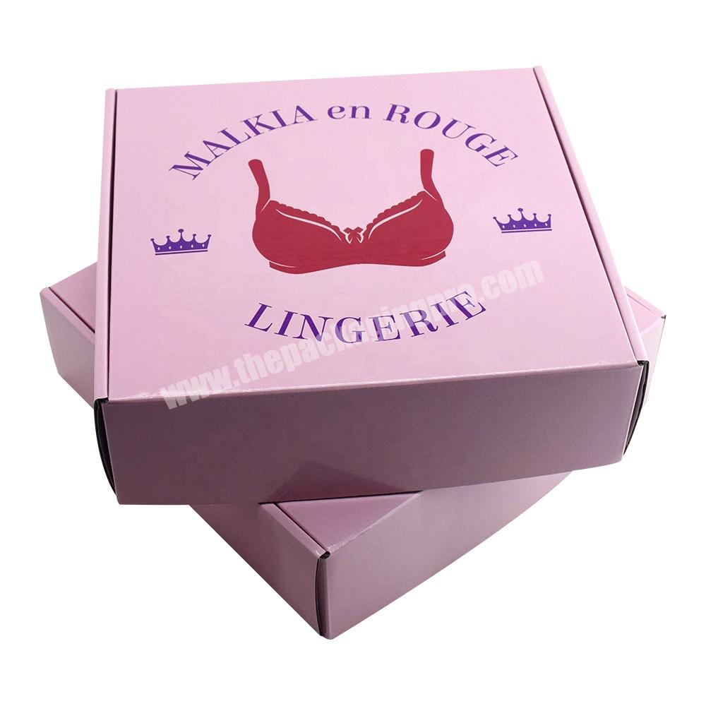 Wholesale Custom Logo Underwear Bra Briefs Stockings Pink Shipping Corrugated Paper Packaging Mailer Boxes