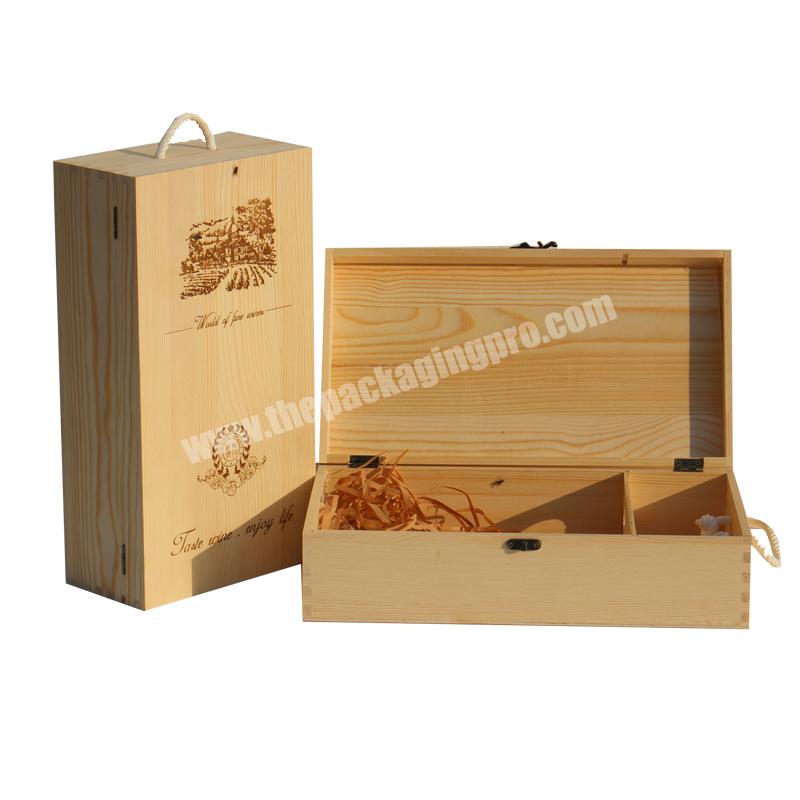 Wholesale Custom Logo Wooden Luxury Printing Packing 2 Bottle Gift Wine Box