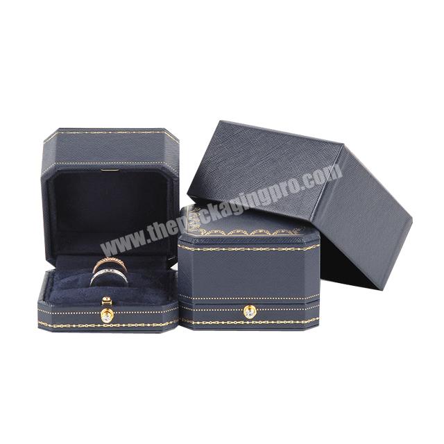 Wholesale Custom Luxury Jewelry Imitation PU Leather Box Jewelry Necklace Wedding Couple Ring Box Packaging