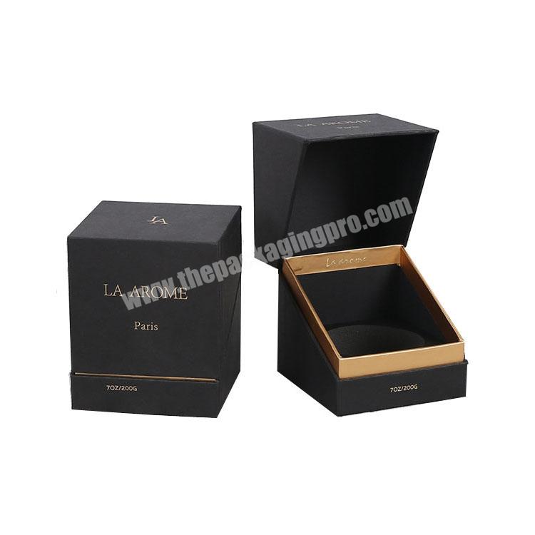 Wholesale Custom Luxury White Texture Paper Material Lid And Base Candle Boxes With Gold Paper Around