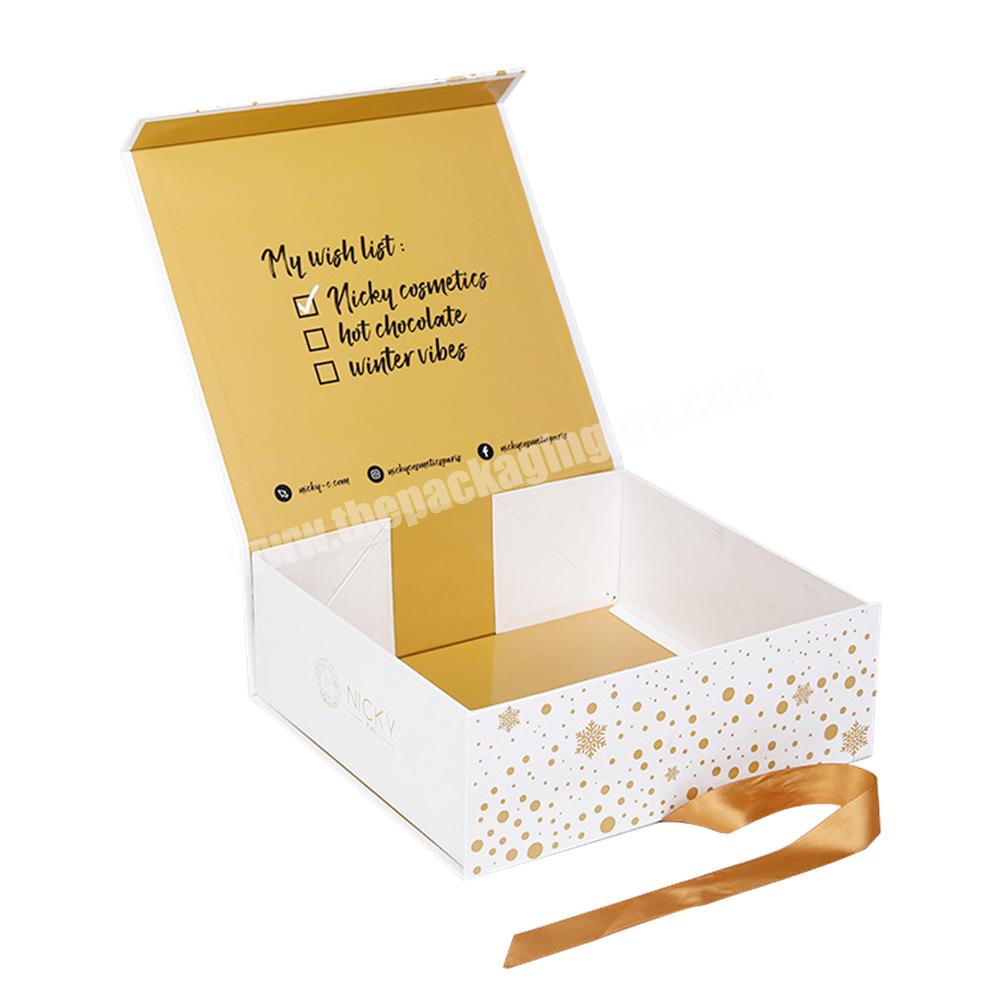 Wholesale Custom Rigid Cardboard Folding Magnetic Closure Gift Box with Ribbon
