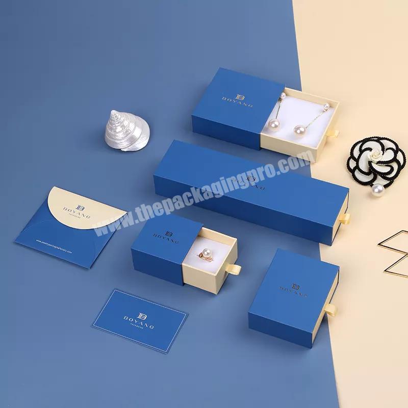 Wholesale Custom logo Luxury Jewelry Storage Packaging Storage Small Unique Necklace Pull Out Ring Box Set