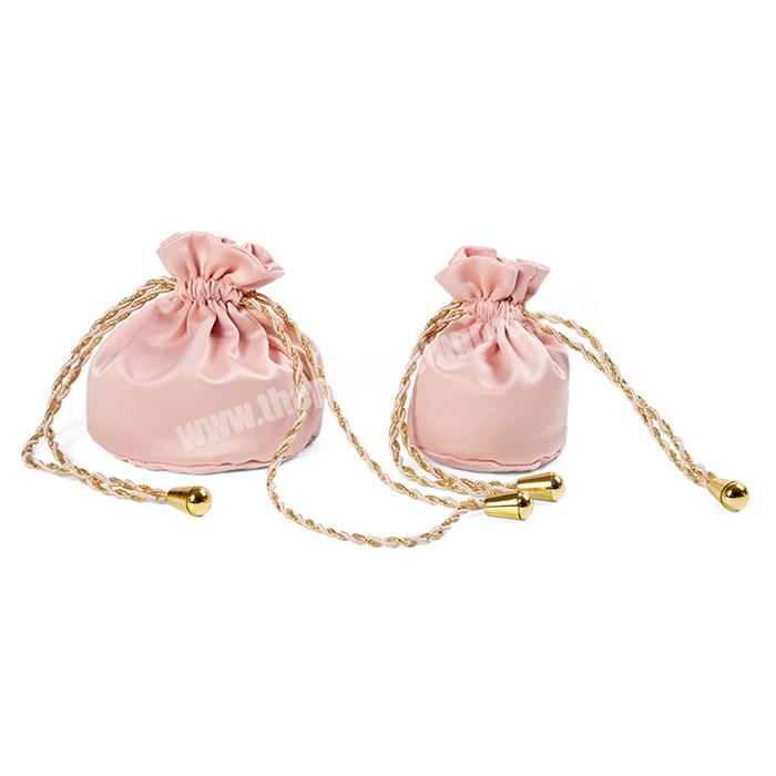 Wholesale Custom popular elegant satin gift drawstring pouch jewelry packaging bag