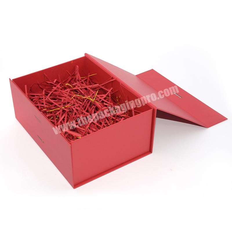Wholesale Customize Logo Luxury Package Flap Lid Small Red Folding Magnet Rigid Cardboard Gift Boxes