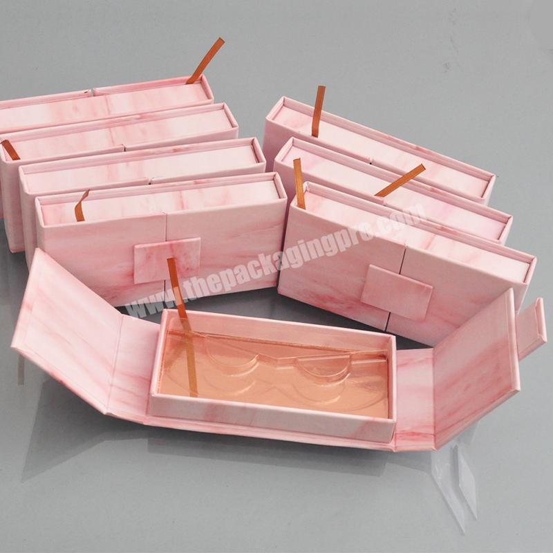 Wholesale Customized Pink Cardboard Eyelash Boxes Custom Logo Packaging Paper Box With Plastic Insert