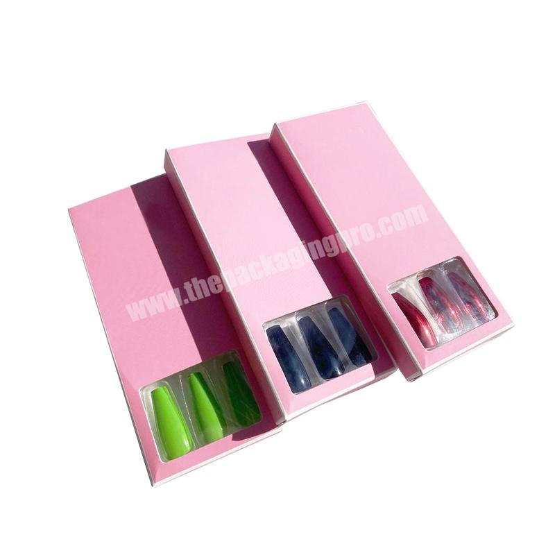 Wholesale Customized Pink Color Cardboard Paper Boxes Packaging Press-on Nails Boxes With Logo