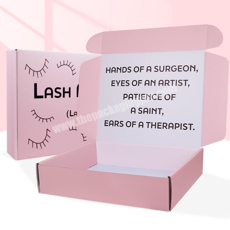 Wholesale Exquisite Customized Pink Color Cosmetic Corrugated Paper Boxes For Eyelash Packaging