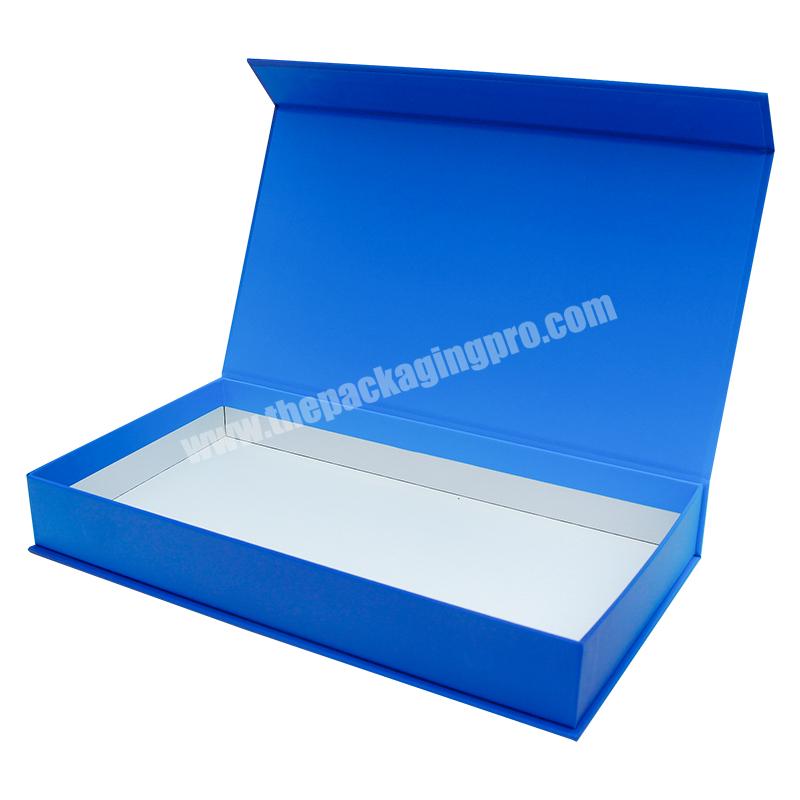 Wholesale FSC free sample custom logo clothing rigid cardboard boxes blue magnetic gift packaging box with magnetic closure