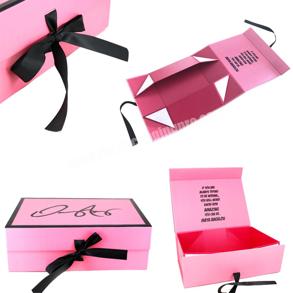 Wholesale Foldable Gift Box With Magnet Large Luxury Custom Apparel Clothing Packaging Boxes With Ribbon Closure