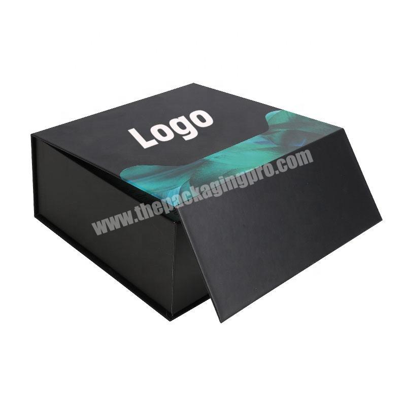 Wholesale Foldable Premium Recyclable Custom Logo Black Magnetic Flip Top Rigid Gift Box