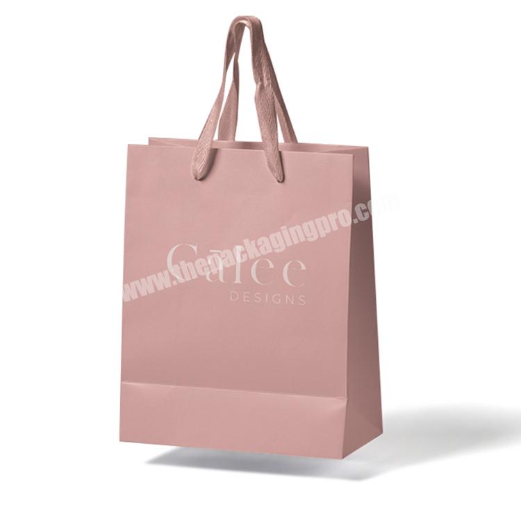 Wholesale Gold Hot Stamping Logo Paper Shopping Bag with White Handle