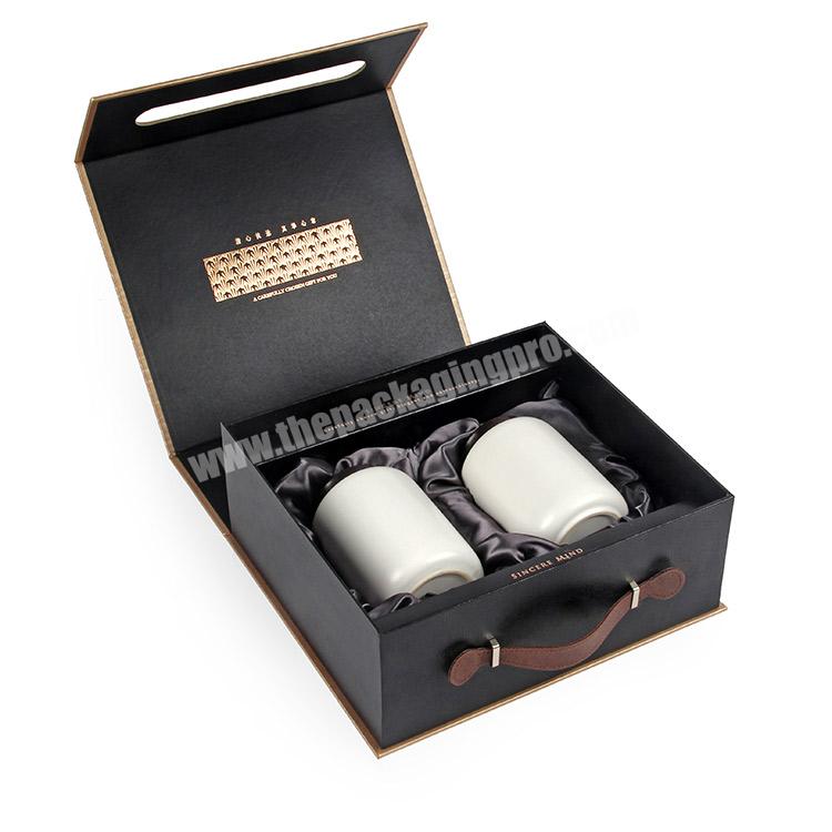 Wholesale Luxury  Packaging Box Custom Private Label Book Shaped Flap Magnetic Closure Ceramic Tea Set Gift Box