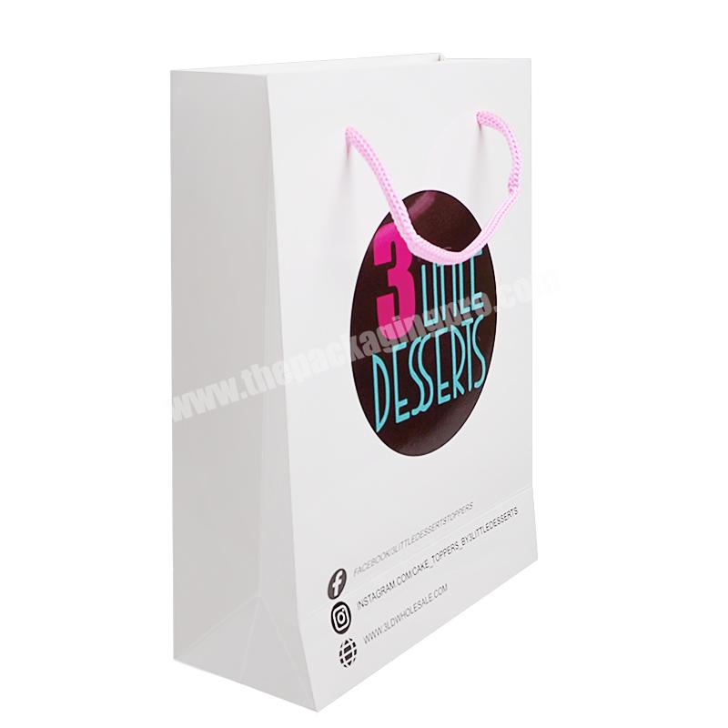 Wholesale Luxury Logo Printed White Shopping Paper Bag With Handle