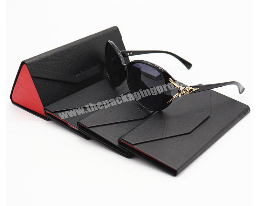 2023 Wholesale Price PU Portable folding Triangular Cases handmade lea