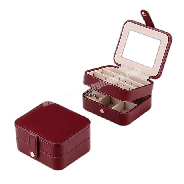 Wholesale Portable Women Pu Leather Jewellery Gift Jewelry Storage Packaging Organizer Custom Logo Small Travel Jewelry Box