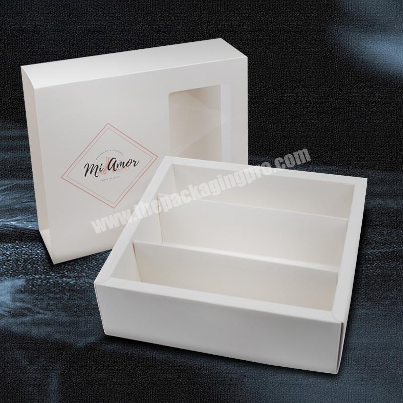 Wholesale Simple Design Paper Food Macaron Packaging Gift Box With Divider