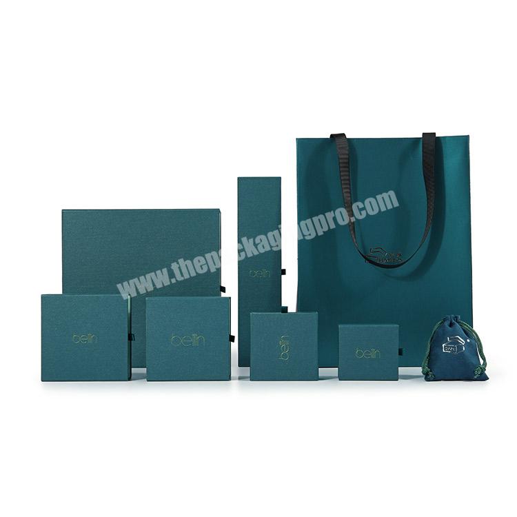 Wholesale Small Plain Cardboard Drawer Blue Jewelry Packaging Box Custom Logo Made Mini Simple Luxury Cheap Jewelry Paper Box