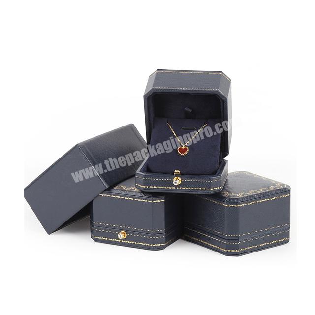 Wholesale Square Jewellery Packaging Ring Necklace Boxes Light Grey Pu Leather Jewelry Packing Gift Box