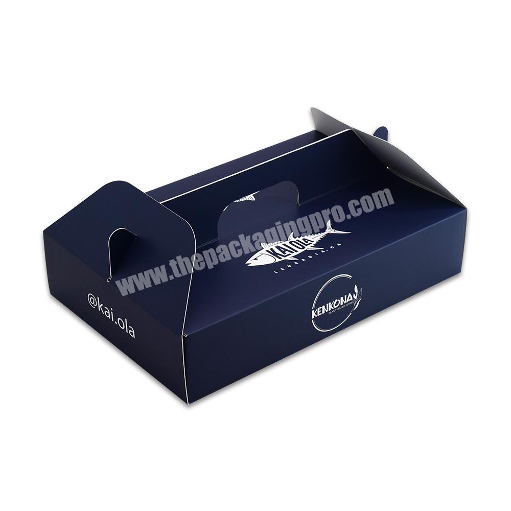 Wholesale Take Out Fast Food Packaging Paper Boxes Custom Printing Takeway Food Box with Handle for Sushi Packaging