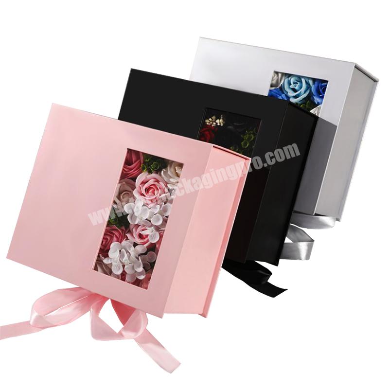 Wholesale Valentines Holiday gift packaging Flower Shower Gift Boxes Gift Paper Box With Transparent Lid
