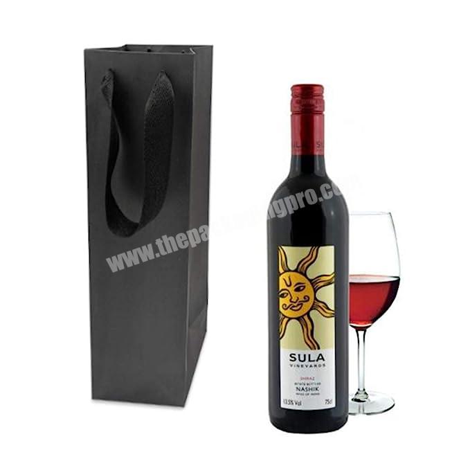 Wholesale biodegradable compostable wedding wine bottle souvenir gift packing paper bag with logo
