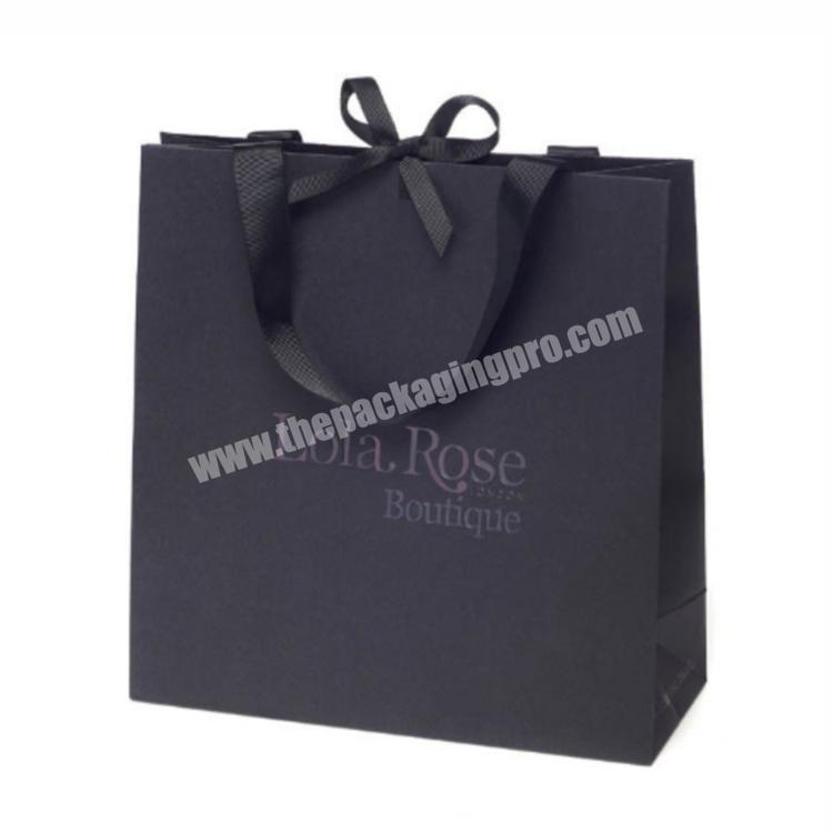 Wholesale custom printed black luxury  paper shopping whiteblack gift bag with handle