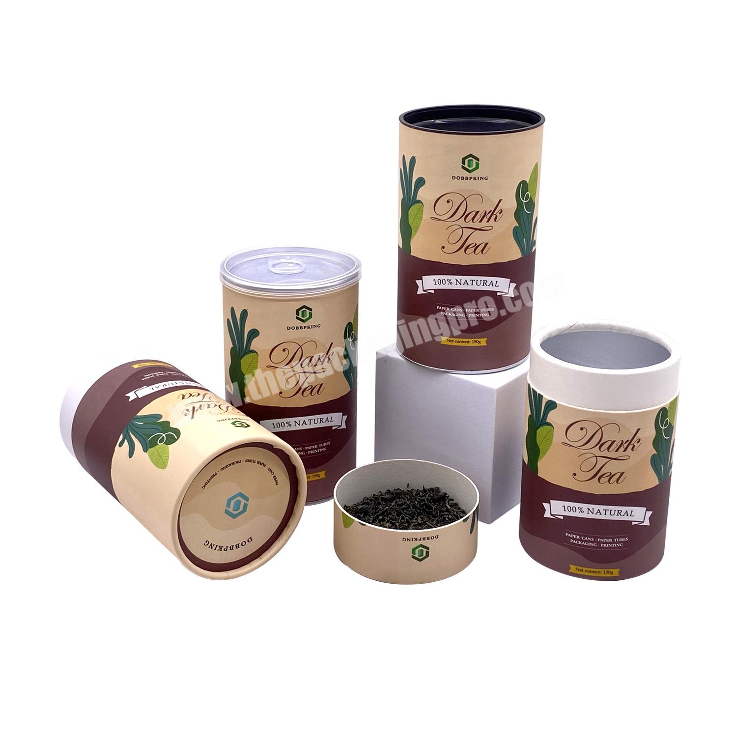 Wholesale custom printed round paper tube airtight tea packaging cardboard jar for food