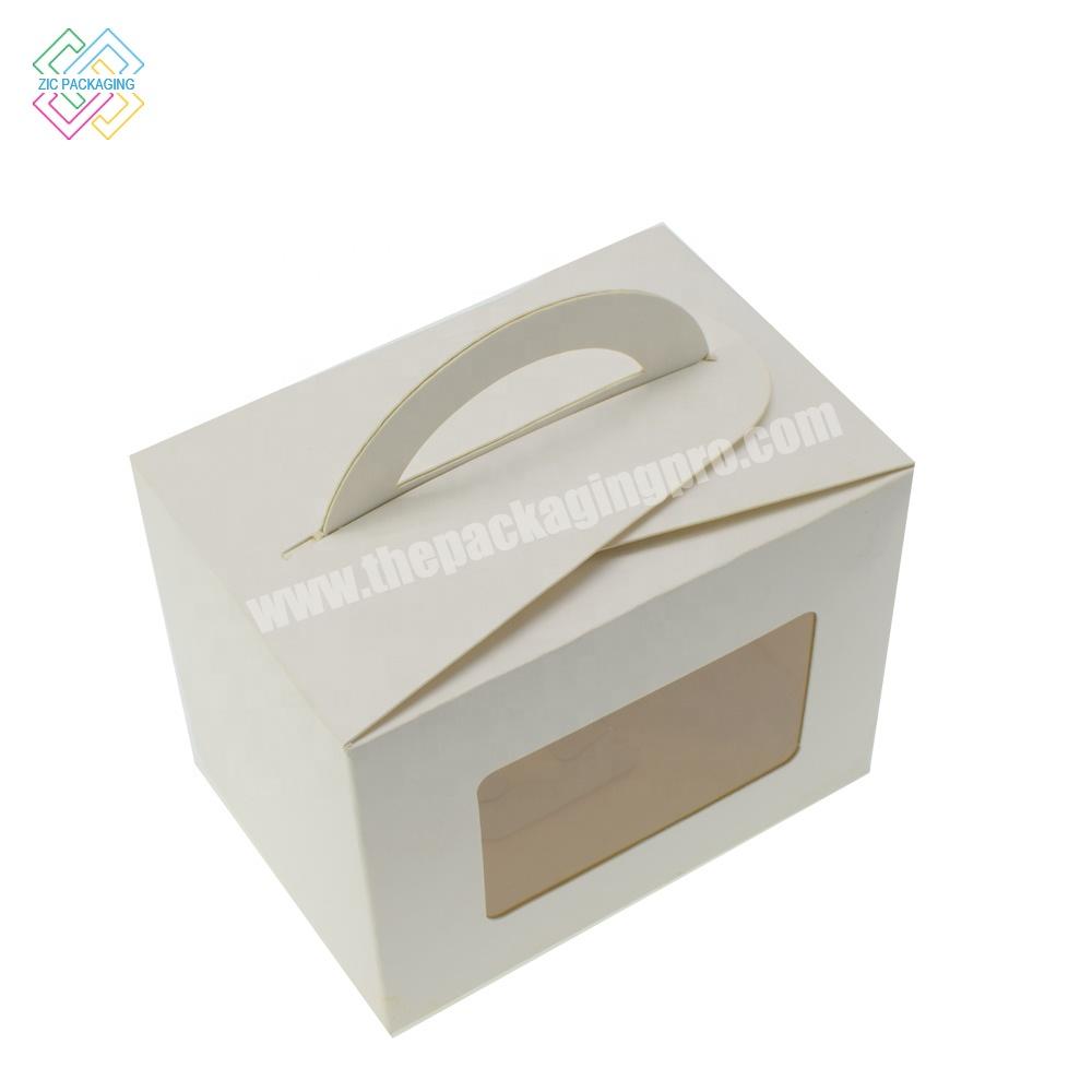 Wholesale customized biodegradable kraft paper white 12 hole Cupcake handle with transparent window box printed logo