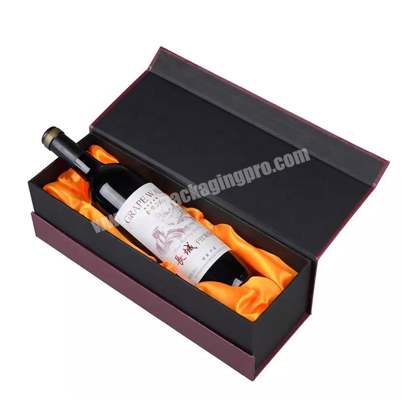 Wholesale customized luxury cardboard paper magnetic single champagne whisky wine bottle gift packaging boxes