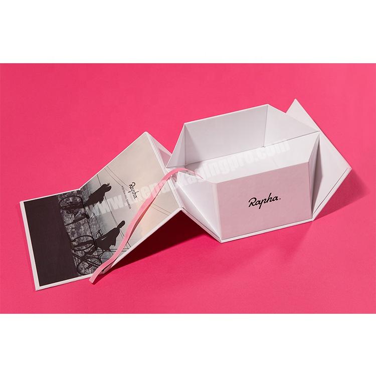 Wholesale eco luxury custom logo printed cardboard rigid flip top foldable paper box magnetic close box magnetic box with ribbon