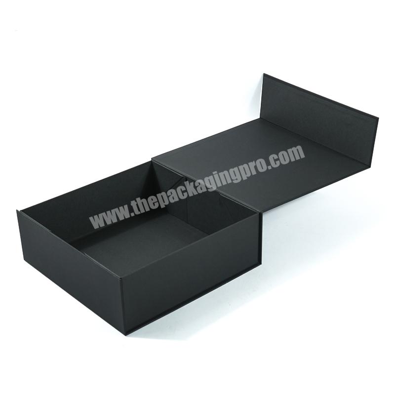 Wholesale luxury custom foldable cardboard black magnetic packaging  box with magnetic lid