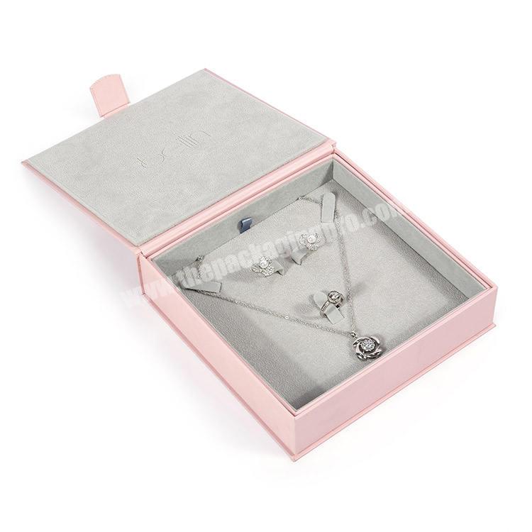 Women Pink Luxury Recycled Long Jewelry Box Custom Logo Paper Personalized Jewelry Box