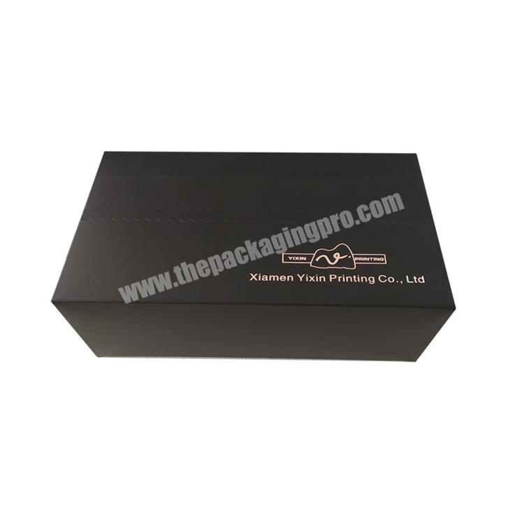 Xiamen wholesale logo printing black outer paper protected packing box for gift packaging