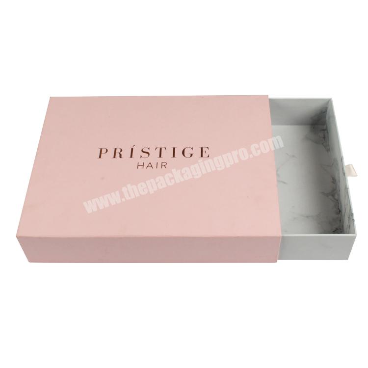 Yilucai Custom Logo Slide Open Pink Elegant Hair Extension Packaging Box