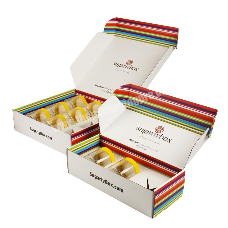 Yilucai Custom Rainbow Design Corrugated Board Flat Folding Shipping Box Food Nuts Kernels Sugarly Packaging