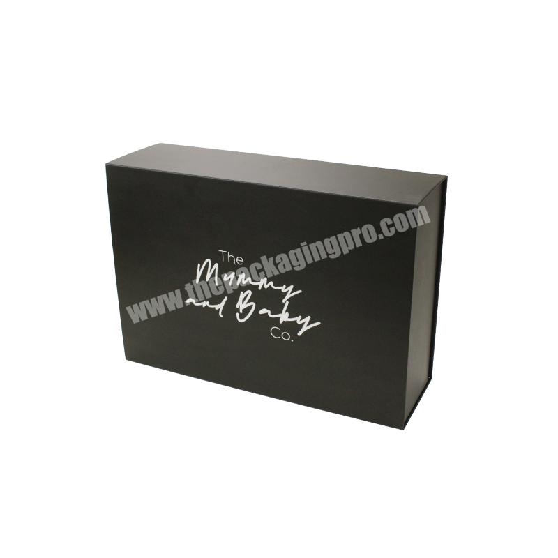 black color rigid flat magnetic folding gift box for packaging