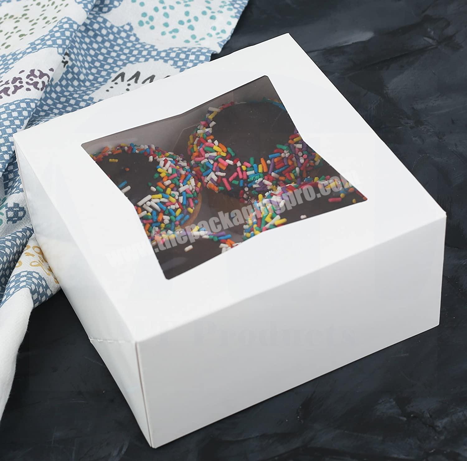 bulk white brown cardboard cake box creative packaging cake donut cookies box with clear window