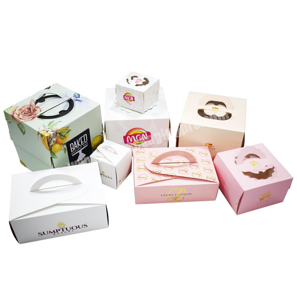 christmas Custom printed logo luxury food bakery cake packaging clear wedding tall transparent cake boxes with handle