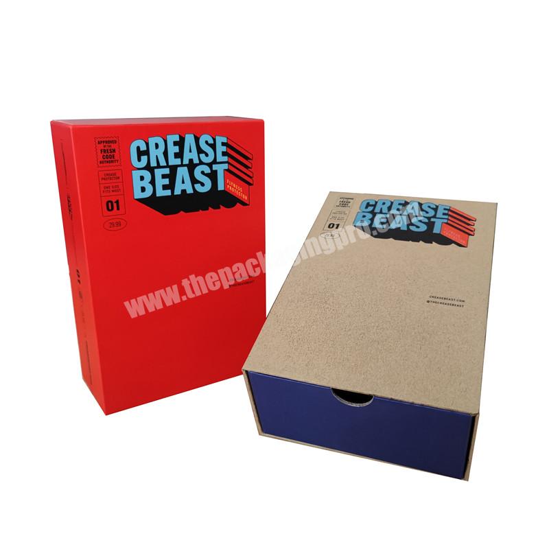 crease protector packaging slide open recycle enviroment friendly kraft paper box with finger cutout hole