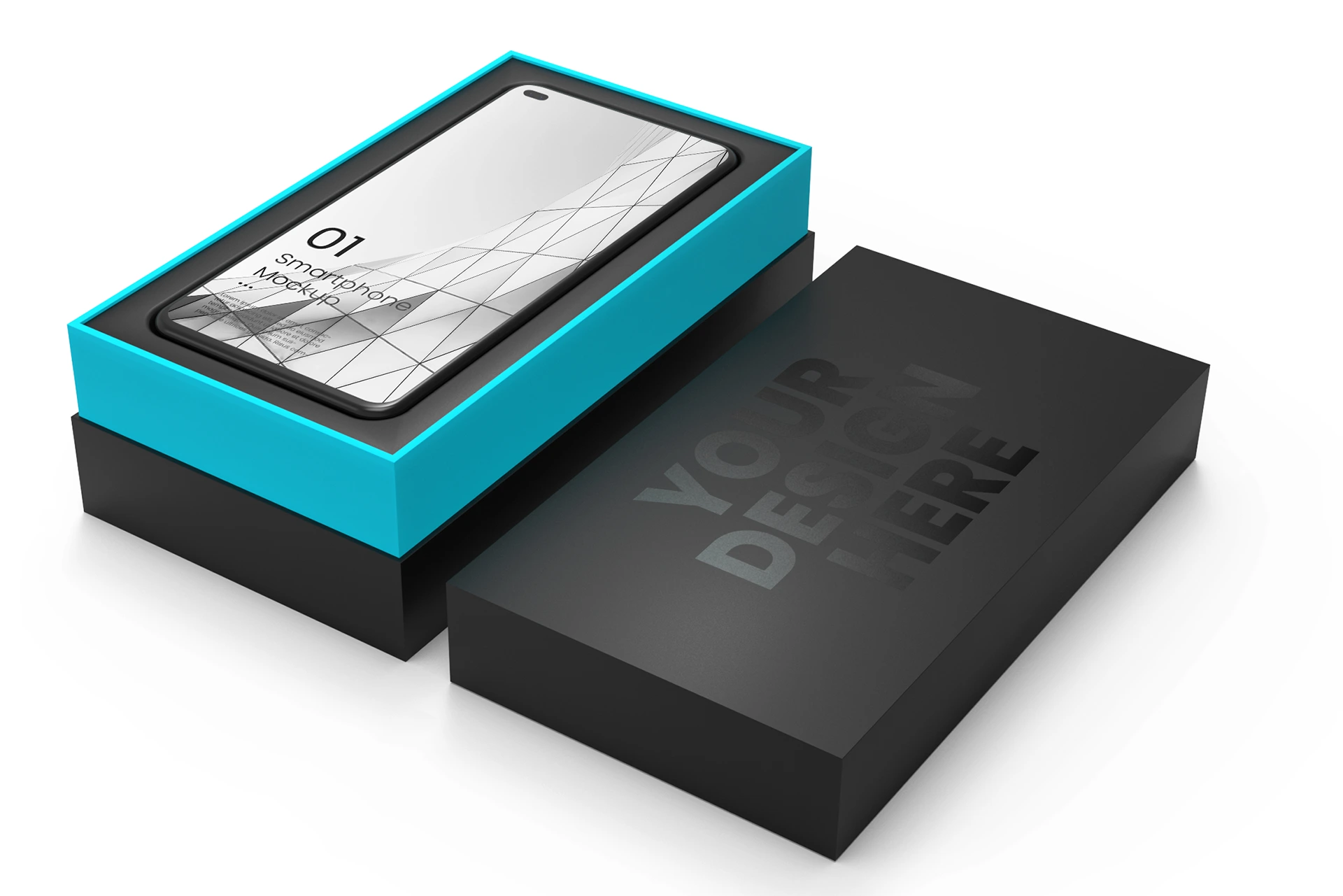 csutom realistic smartphone with box mockup