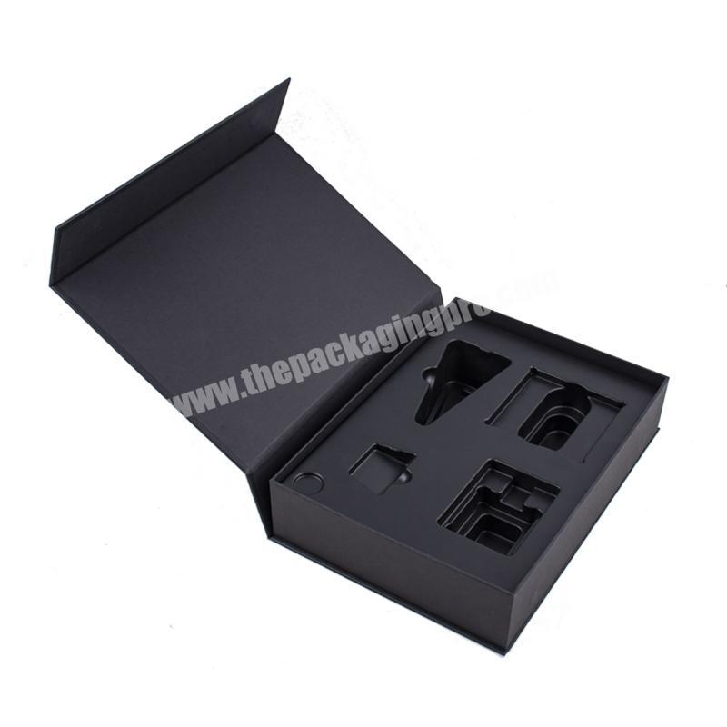 custom black Dongguan gold foldable magnetic closure book shaped gift hamper card box