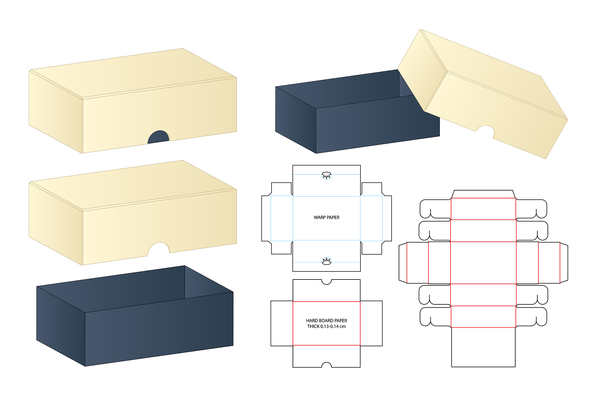 custom box packaging die cut template design 3d mockup