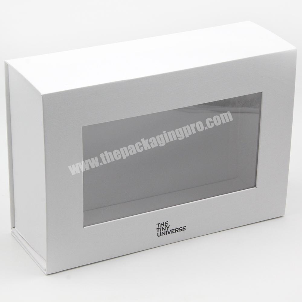 custom design hot sale suitcase paper small gift paper box with window clear foldable rigid box