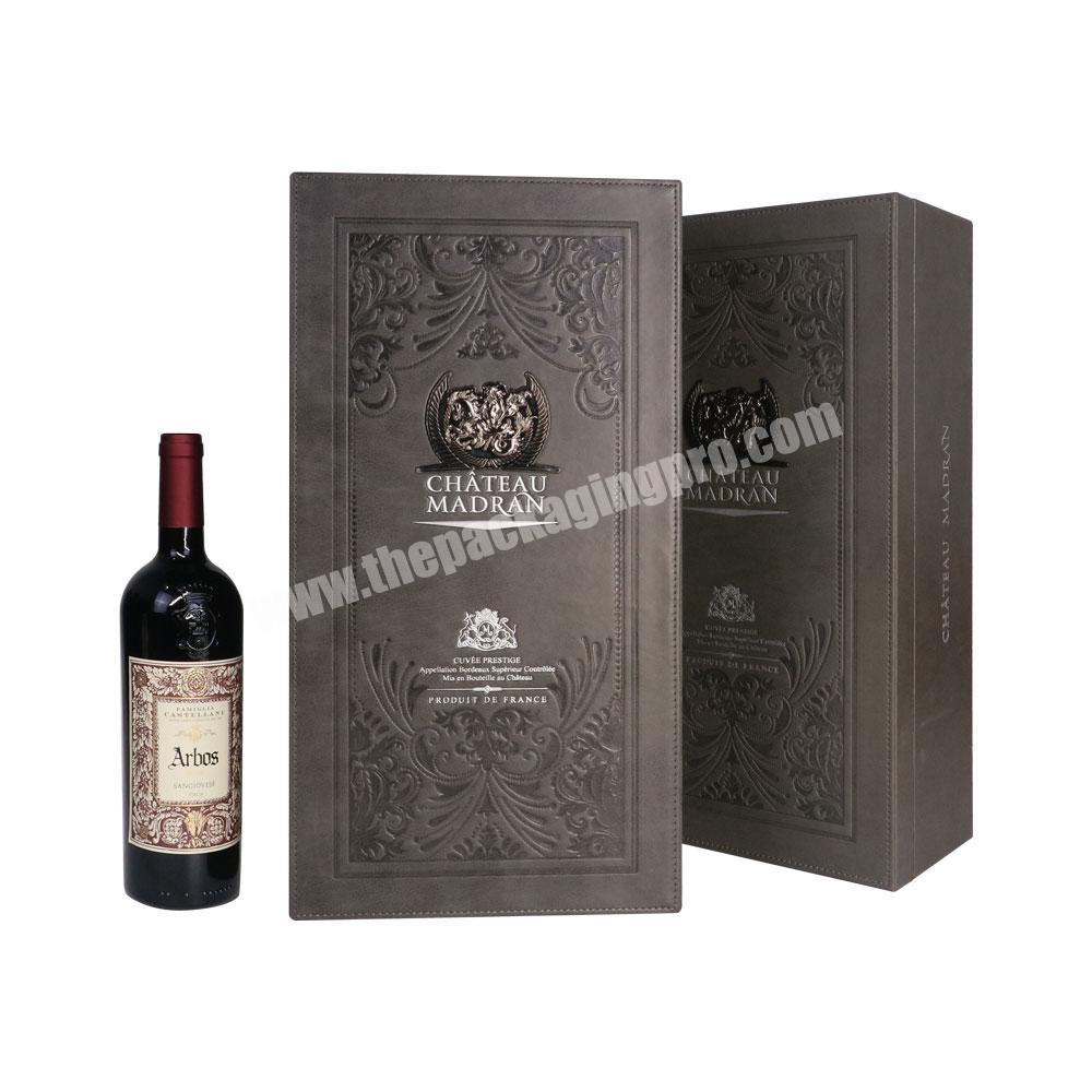 custom leather portable gift box for wine single bottle wine accessories gift box