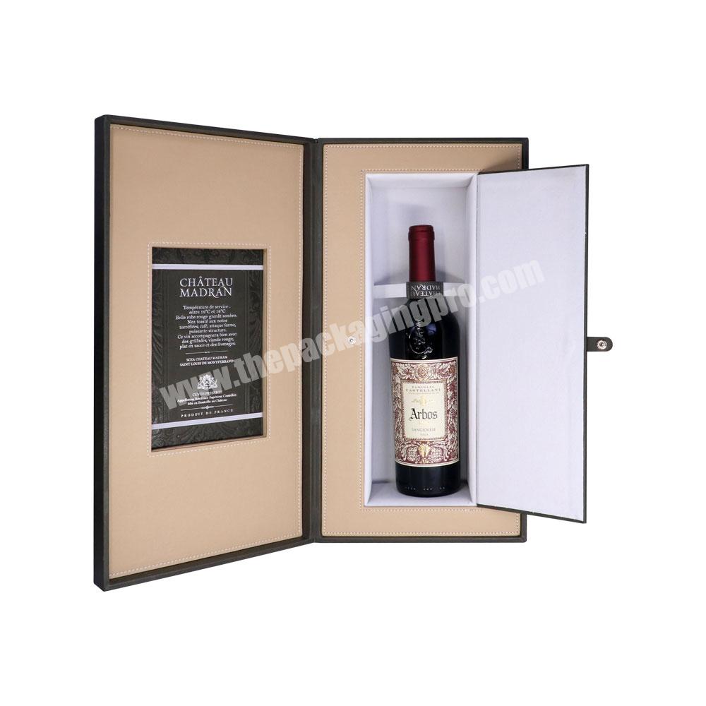 custom leather portable gift box for wine single bottle wine accessories gift box