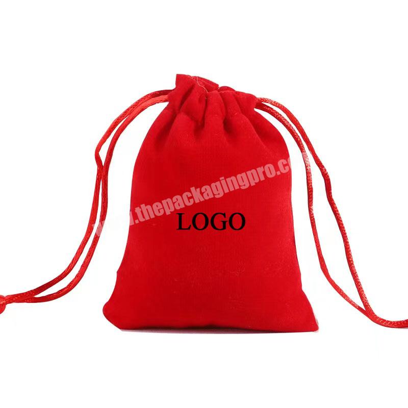 custom logo white red pink black makeup bag gift tassel velvet pouch  drawstring dust bags for