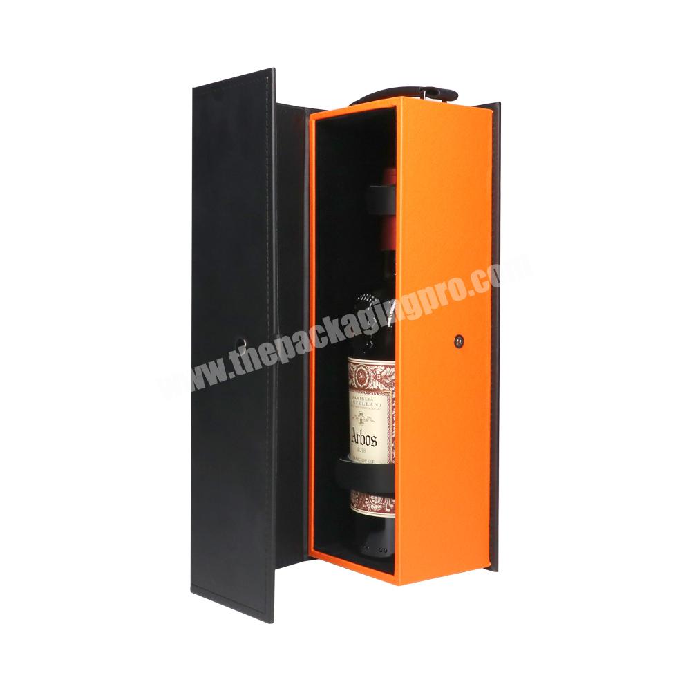 custom luxury red wine packaging box single corrugated wine bottle box wine box leather