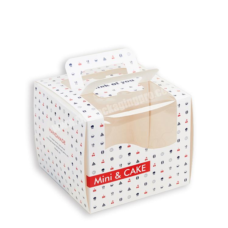 custom pink square cardboard big birthday cake paper box packaging with window